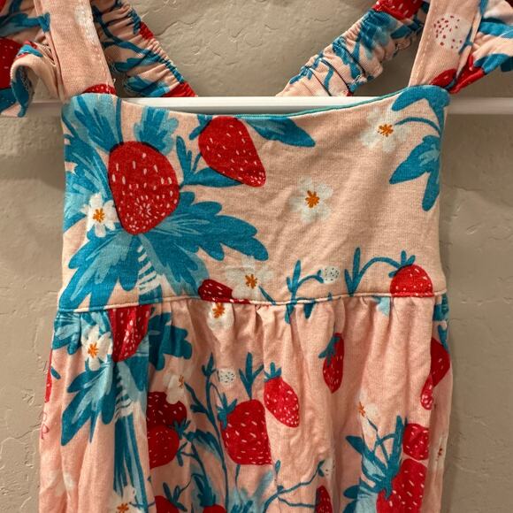 Posh Peanut Strawberry Ruffled Capsleeve Bubble Romper - Picture 3 of 7